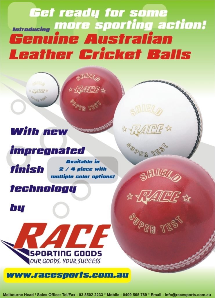 Australian Leather Cricket Ball 1 - racesports.com.au - Most affordable sporting goods, Australia Cricket Ball leaflet front